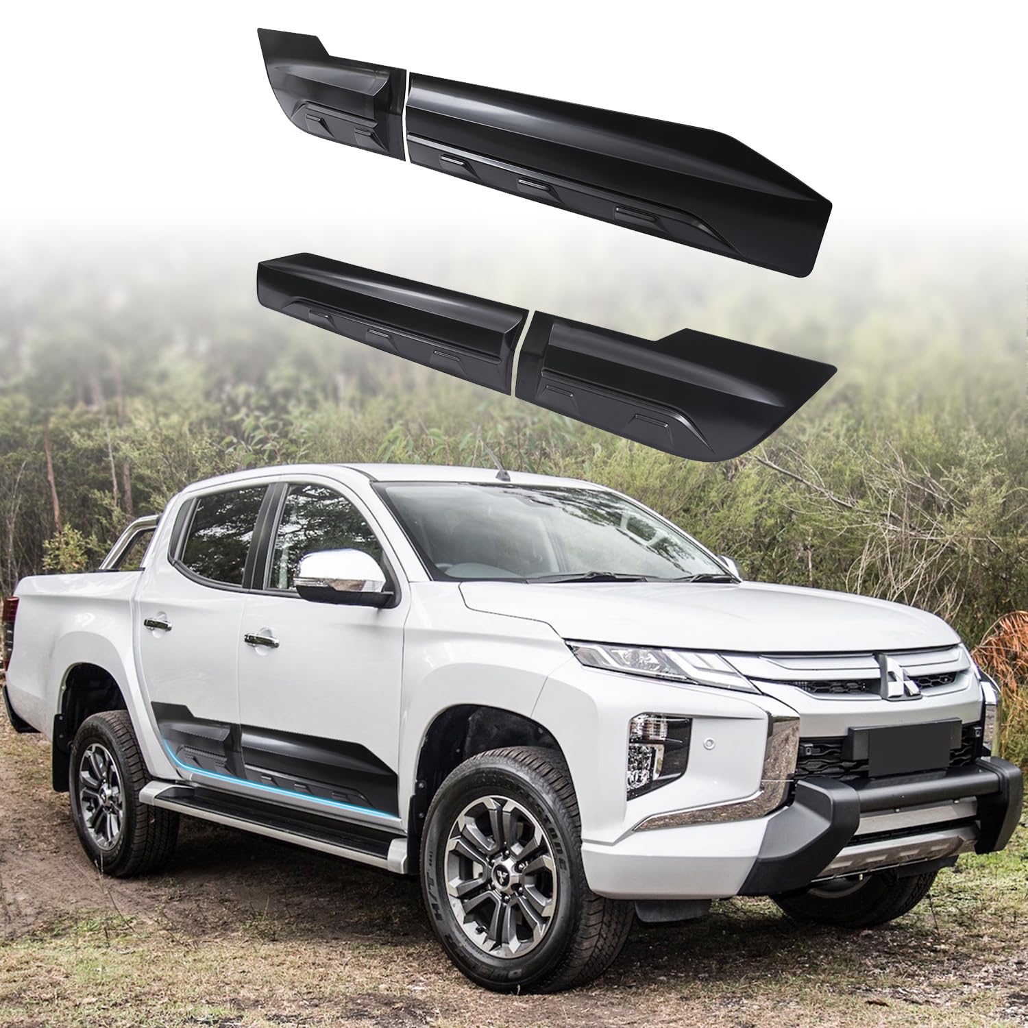 Seitenschutzleisten Türschutz für Mitsubishi L200 Triton (2019–2023) Doppelkabine – Stoßfeste & Kratzfeste ABS Karosserieschutzleisten für Türen, Seitenaufprallschutz Pickup Zubehör