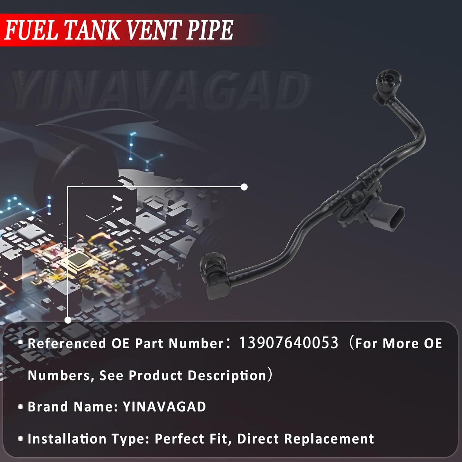 13907640053 Fuel Tank Ventilation Breather Pipe Line Hose for BMW 1 F52 2016-2023, 2 F45 2016-2019, X1 F48 F49 2014-2023, X2 F39 2016-2024, for Mini Clubman F54 14-19, Countryman F60 15-20