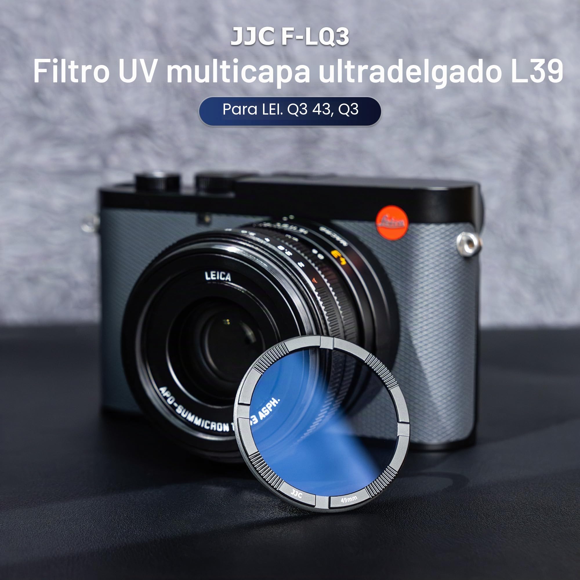 JJC Filtro UV ultra delgado para Leica Q2 Q3 43 Q3, 19 capas multicapa 99,3% transmisión de luz, antiviñeta, marco de 3,7 mm, protección de filtro de lente con funda a prueba de humedad