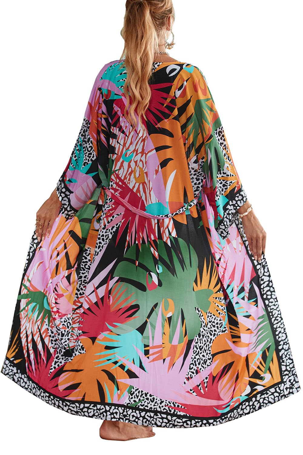 Damski kardigan w stylu boho, sukienka maxi, plażowa, okrycie, długie kimono, Robs One Size