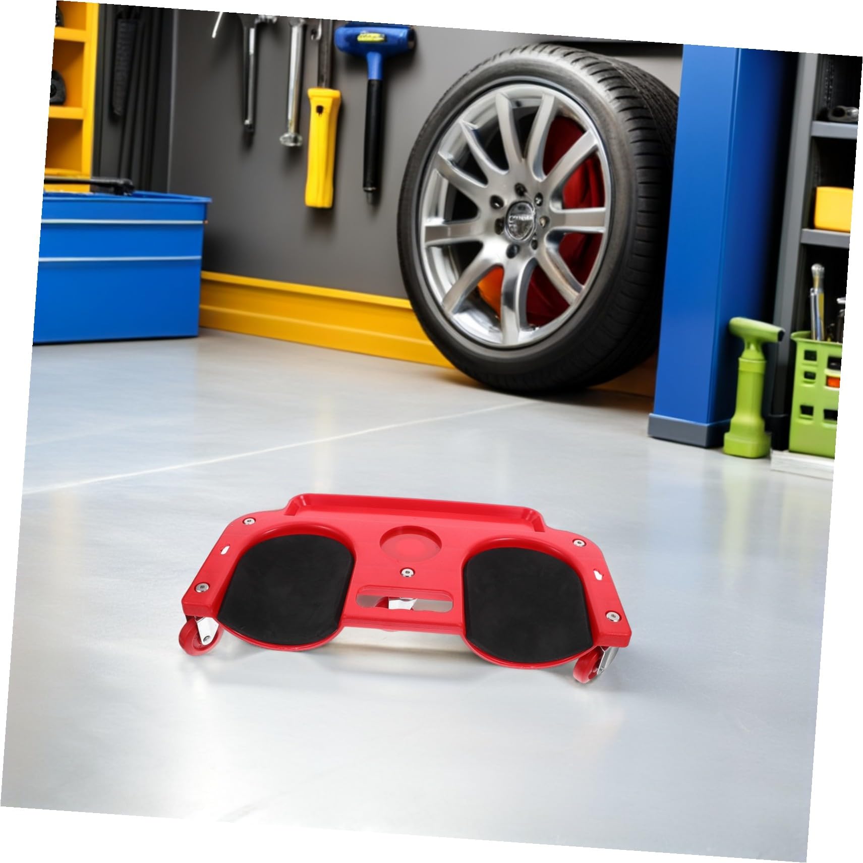 Rollbare Knieschoner für Autoreparaturen aus Pe in Rot | Stabile Stützkonstruktion, Rutschfest, für Garagen und Werkstatt, Geeignet für Bodenarbeiten