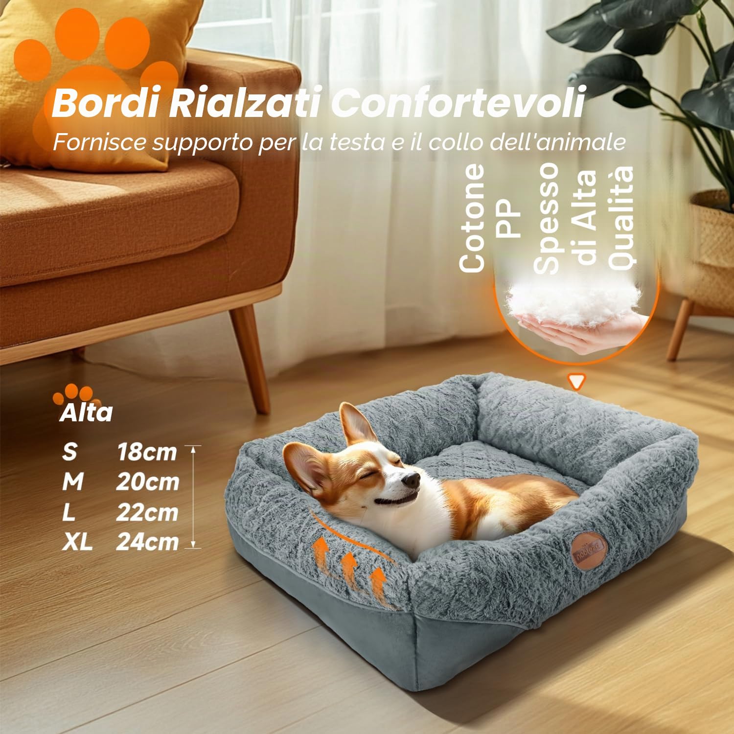 Nobleza Cuccia per Cani Lavabile Taglia Grande 80x70x22cm L Gris