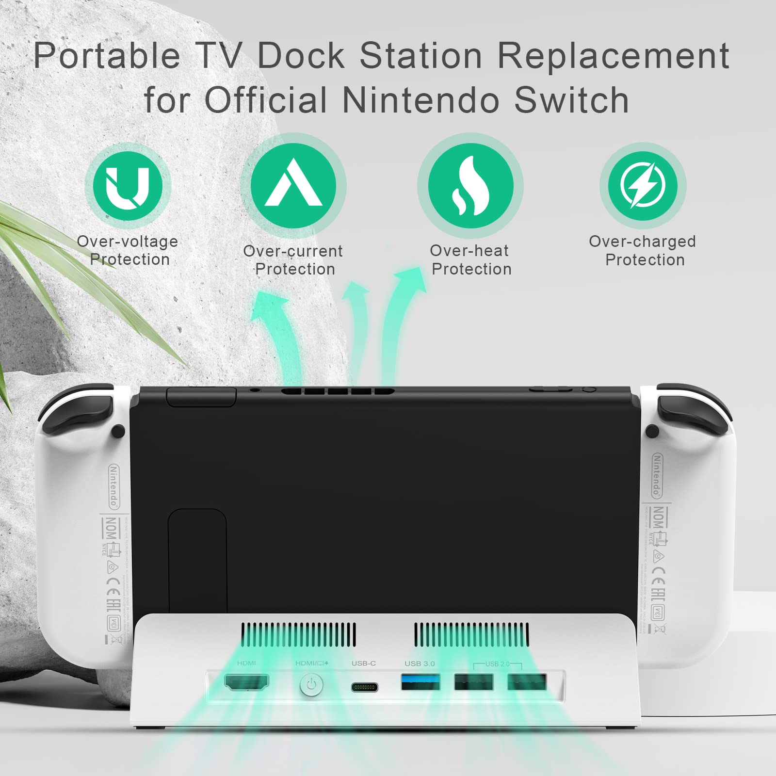 RuntoGOL TV Docking Station for Switch,Portable Switch OLED Charger Stand Support 4K HDMI Output, Replacement for Official Nintendo Switch Base,Switch Dock with Type-C and HDMI Cable