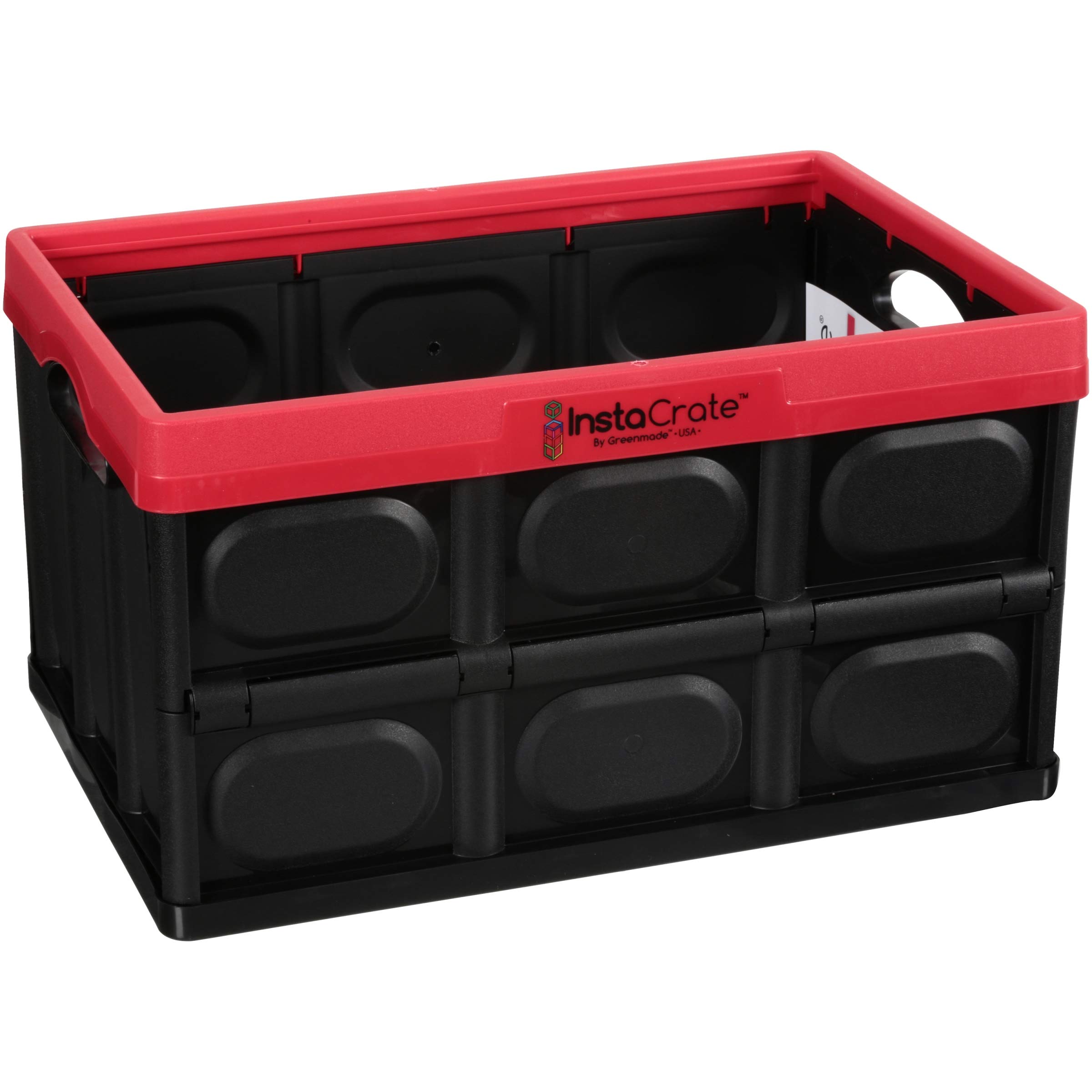 Collapsible 12-Gallon Garage Play Room Storage Bin for Easy Storage Red with Black 3 Pack