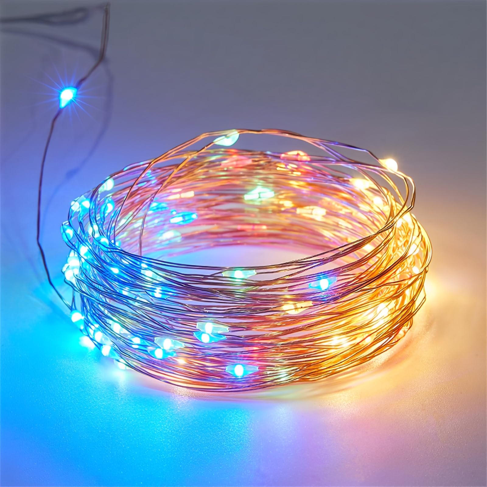 FANSU LED Garden Lights, Copper Wire 8 Modes Indoor/Outdoor Solar String Lights, Solar Lights Outdoor Garden, for Patio Yard Home Christmas Parties Wedding Decorations (Colorful,12M/100LED)