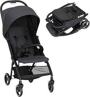 AIYAPLAY Silla de Paseo Ligera con Respaldo Reclinable, Reposapiés Ajustable y Capota, Carrito para Bebé Plegable, Arnés de 5 Puntos, Cesta, Soporta hasta 15 kg, Gris Oscuro
