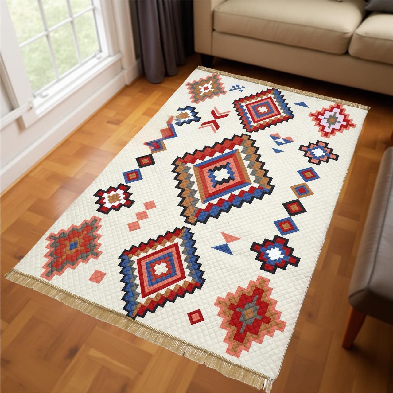 Velvet Carpets for Living Room 5 x 7 Feet | Velvet Rugs for Living Room| Floor Carpet for Living Room Carpet for Bedroom | Dari for Floor Carpets for Living Room 150 x 210 cm (Design 11)-image-30