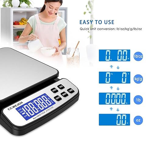 Miniatura 6 de Báscula de envío digital de 110 libras x 0.04 oz con función de retención y conteo, báscula de correo para envíos de paquetes, báscula postal para