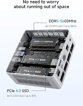 MINIS FORUM UM880 Plus Mini PC with AMD Ryzen 7 8845HS (8C/16T up to 5.1GHz) Mini Computer Radeon 780M Graphics 32GB DDR5 512GB PCIe4.0 SSD OCuLink 5x USB Port Triple Display with HDMI + DP + USB4 Wifi6e