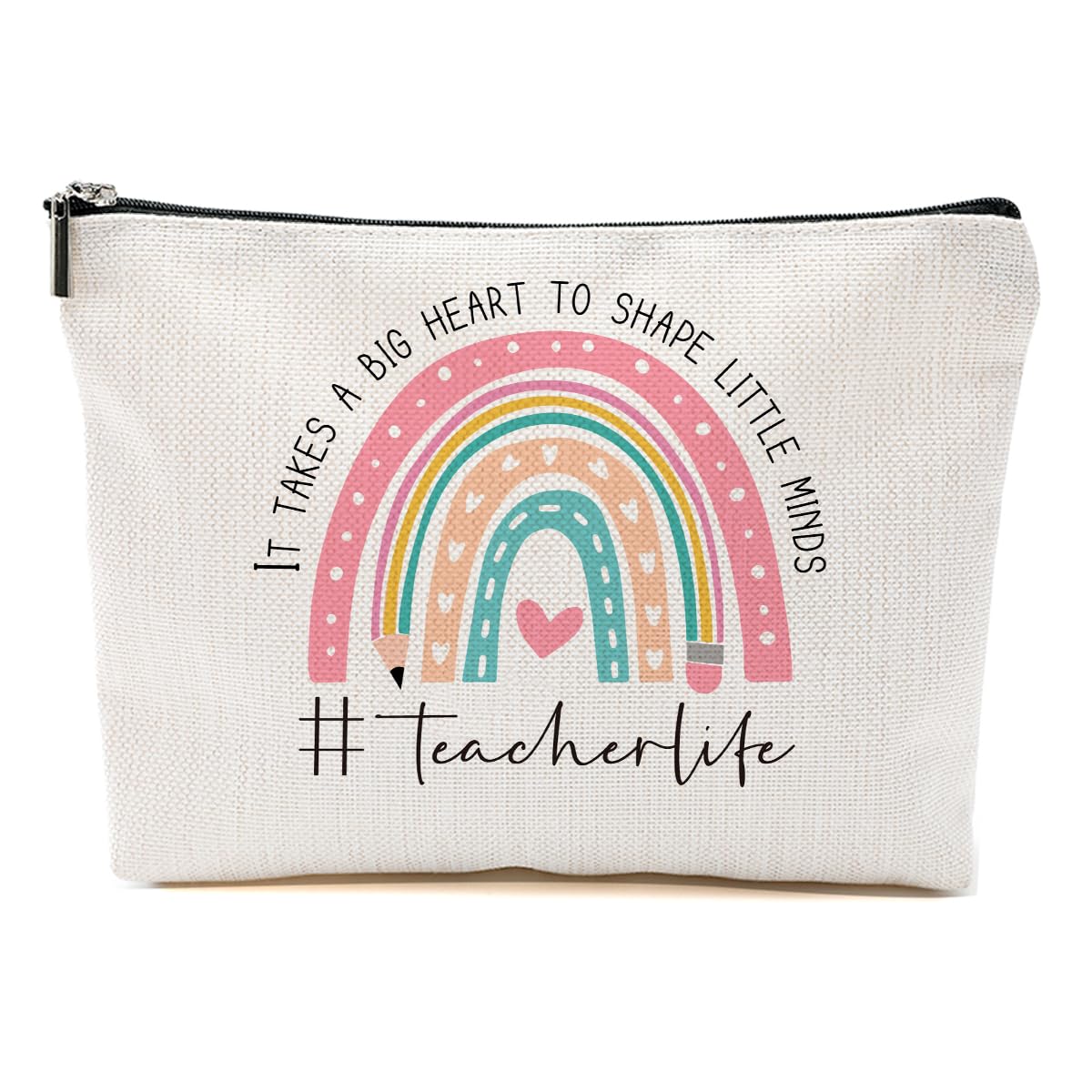 MQBMQB Teacher Appreciation Gifts Makeup Bag Toiletry Cosmetic Bag Best Teacher Gifts for Coworkers, Teacher's Day Birthday Gift, Makeup Pouch Zipper