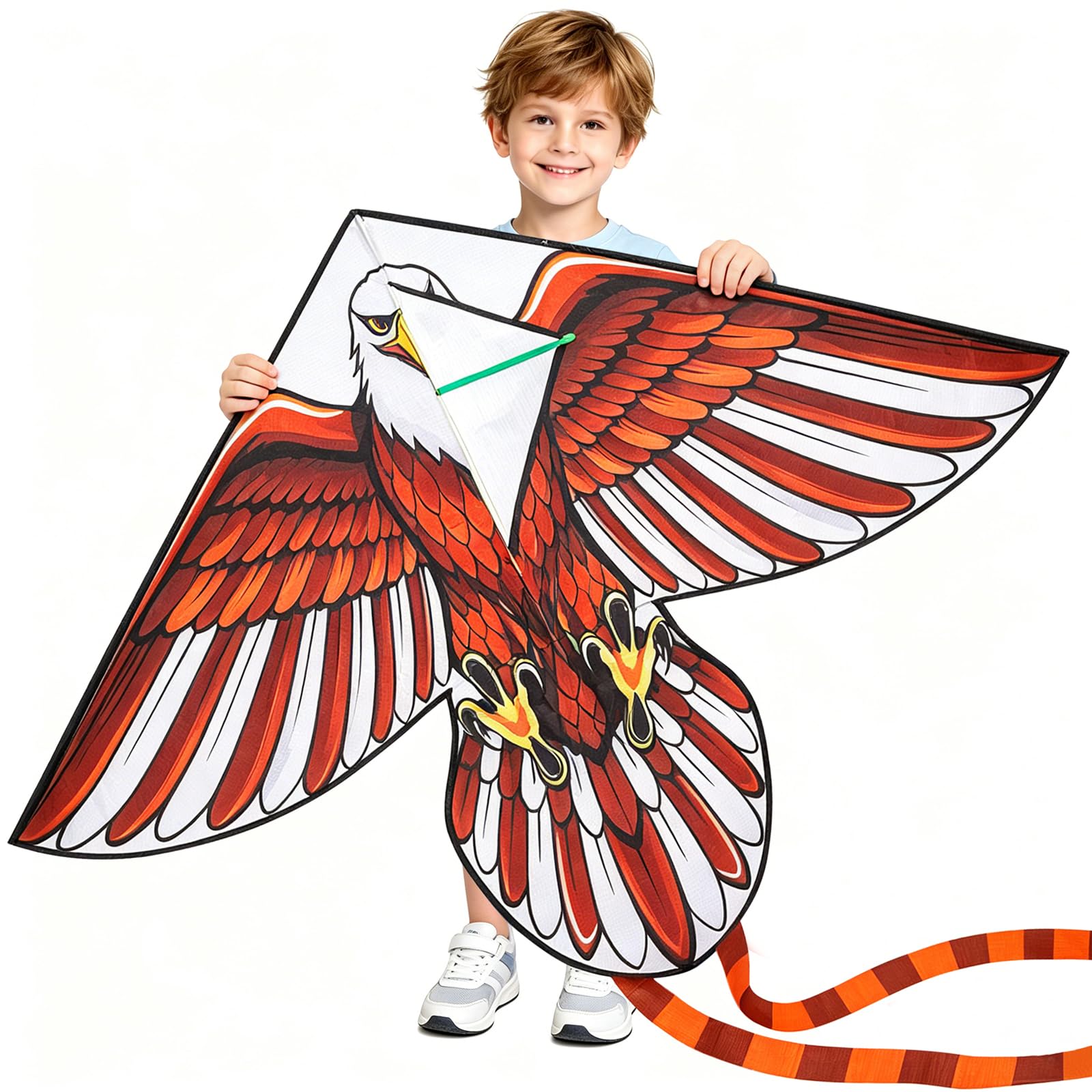 Vspek Large Eagle Kite, Brown Cartoon Kites for Kids Ages 4-8 Easy to Fly, Adults Single Line Beginner Kites with Kite String, Long Tail, Outdoor Games Park Activities, Birthday Gift โ image 1