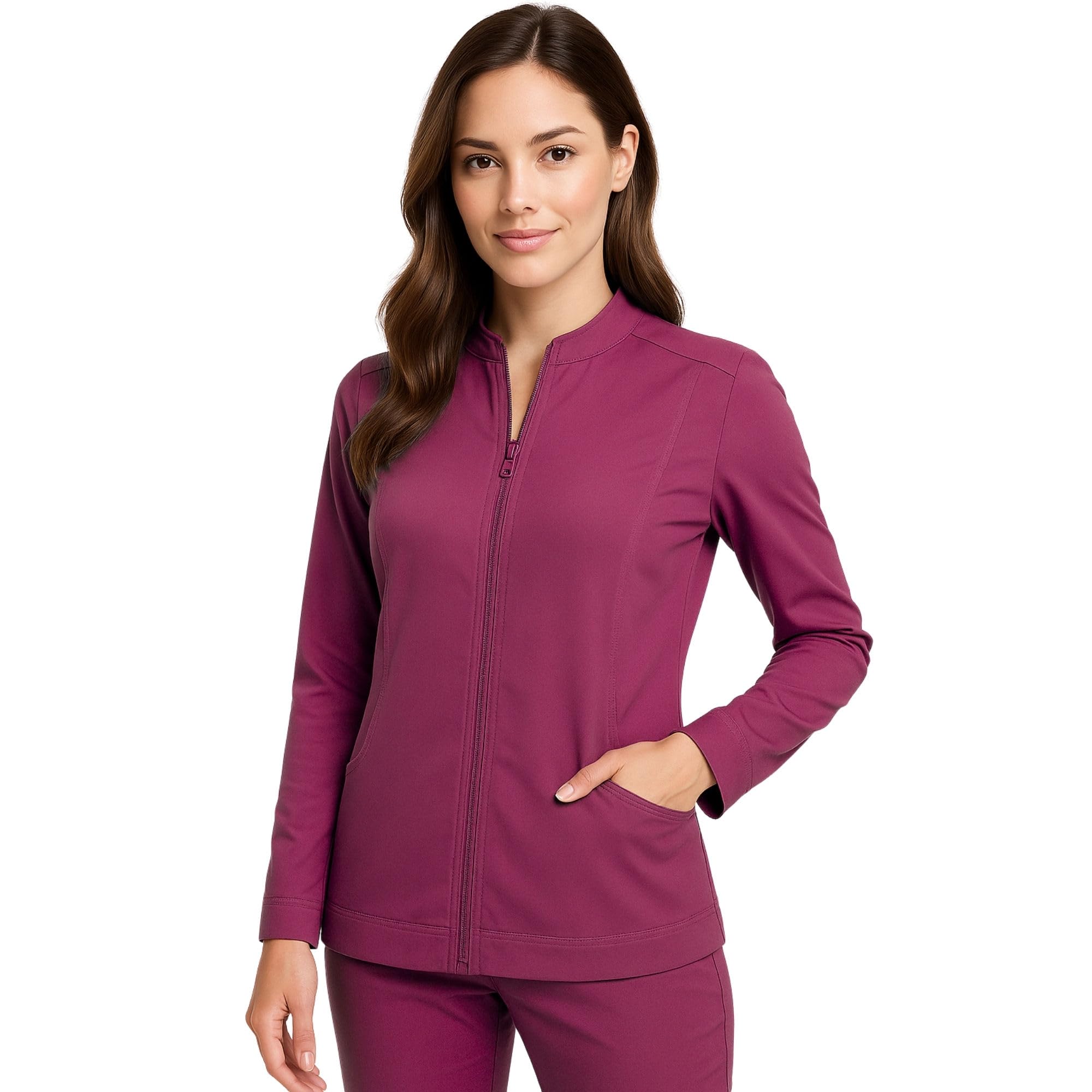 M&M SCRUBS Women's Ultra Soft Front Zip Warm-Up Scrub Jacket