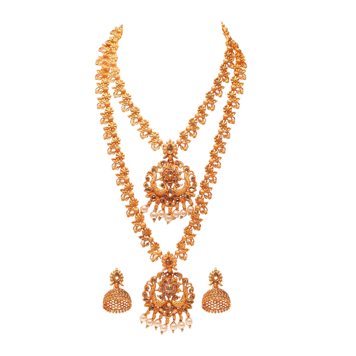 Swarajshop Gold Plated LCT Color Short Long Haram Necklace Set For Women (B08TRCZ9LT) Amazon Price History, Amazon Price Tracker