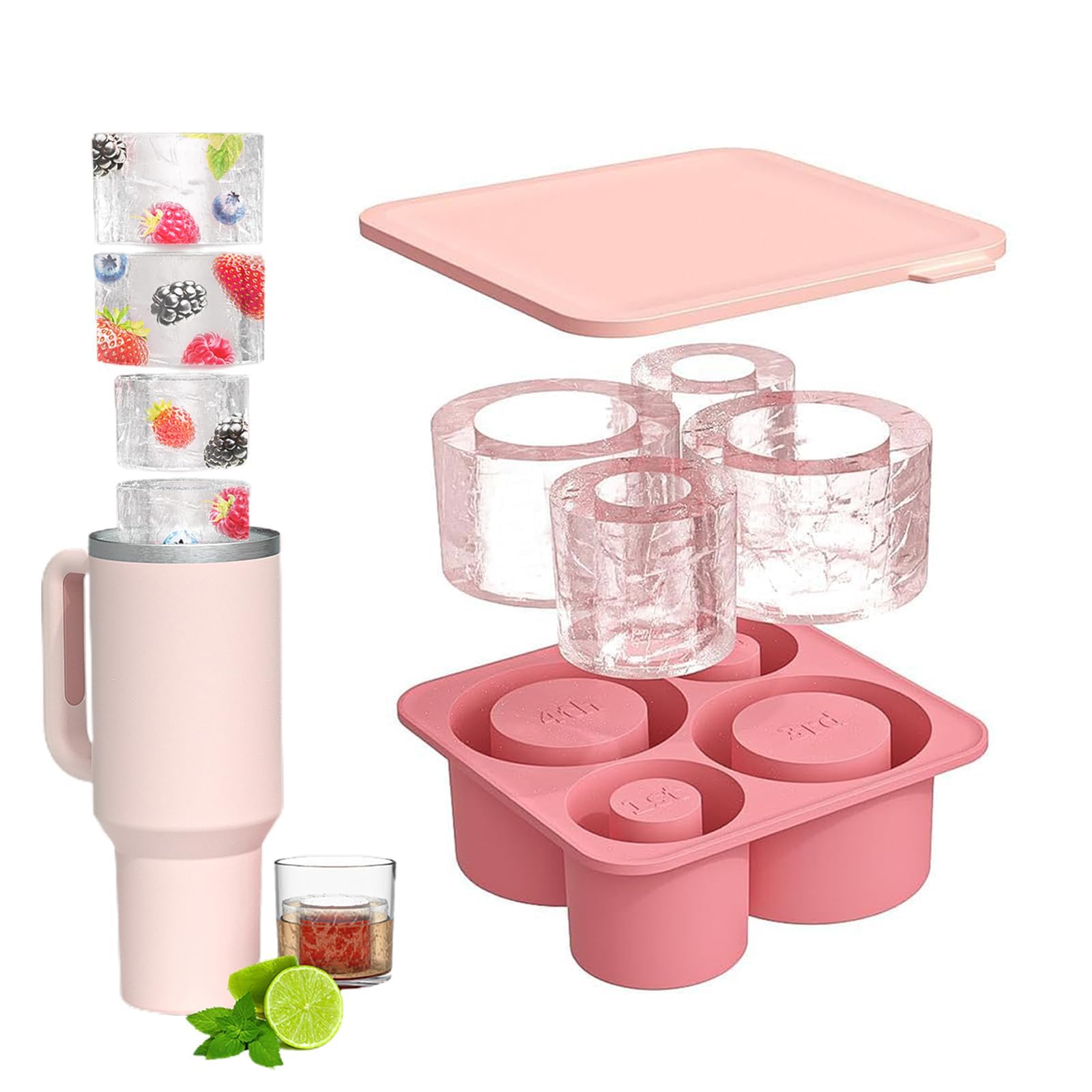 Luikyei Ice Cube Tray for Stanley Cup, Silicone Ice Cube Molds for Stanley 20oz 30oz 40oz Tumbler Cup, Ice Cube Trays with Lids for Chilling Cocktails,Whiskey,Drinks,Coffee