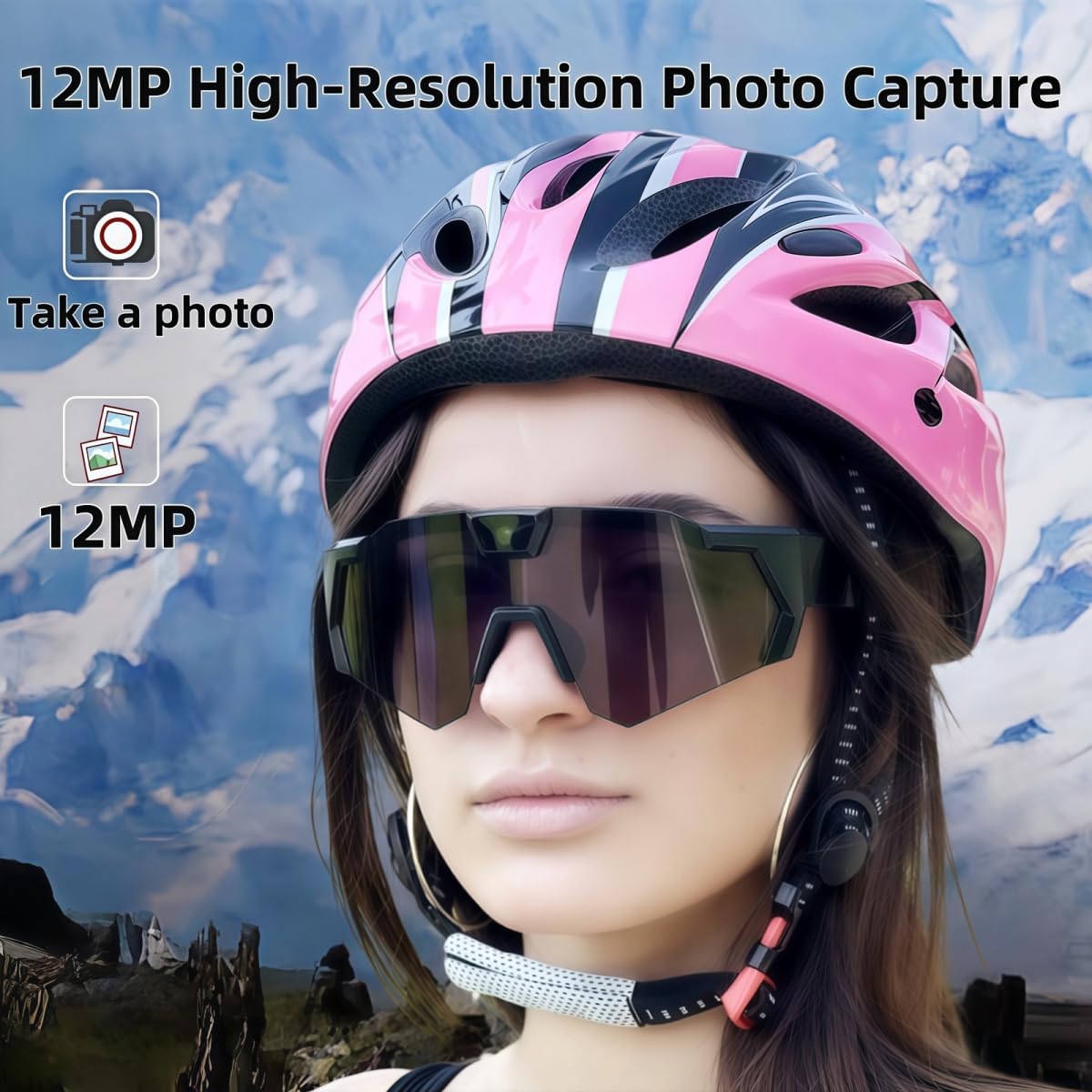 Lunettes pour caméra d'action 4K – Lunettes de soleil avec enregistrement vidéo POV avec audio, lunettes polarisées pour randonnée, cyclisme, baseball – Caméscope mains libres pour homme et femme
