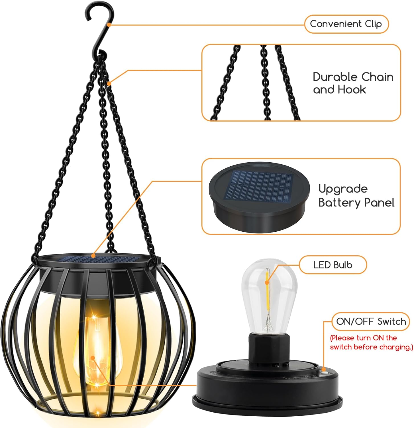 UBright 2 Pack Hanging Solar Lights Outdoor+2 Pack Solar Table Lights