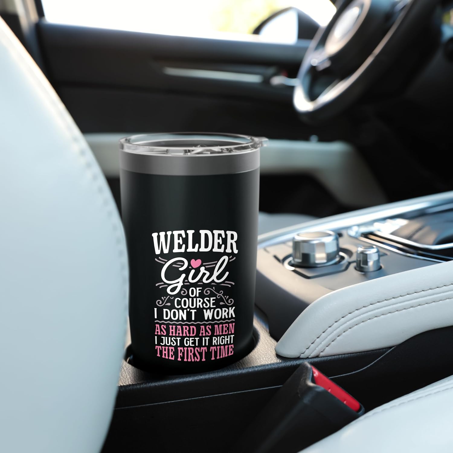 Don't Work As Hard As Men Girl Welder Stainless Steel Insulated Tumbler - Image 6