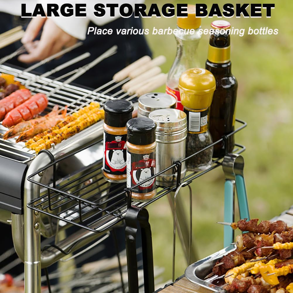 Grilla De Carbón De Gran Capacidad, Cocina Al Aire Libre con Pies, Altura Ajustable, con Cuadrícula De Parrilla De Acero Inoxidable, Bandeja De Parrilla, Adecuada para 5-15 Personas