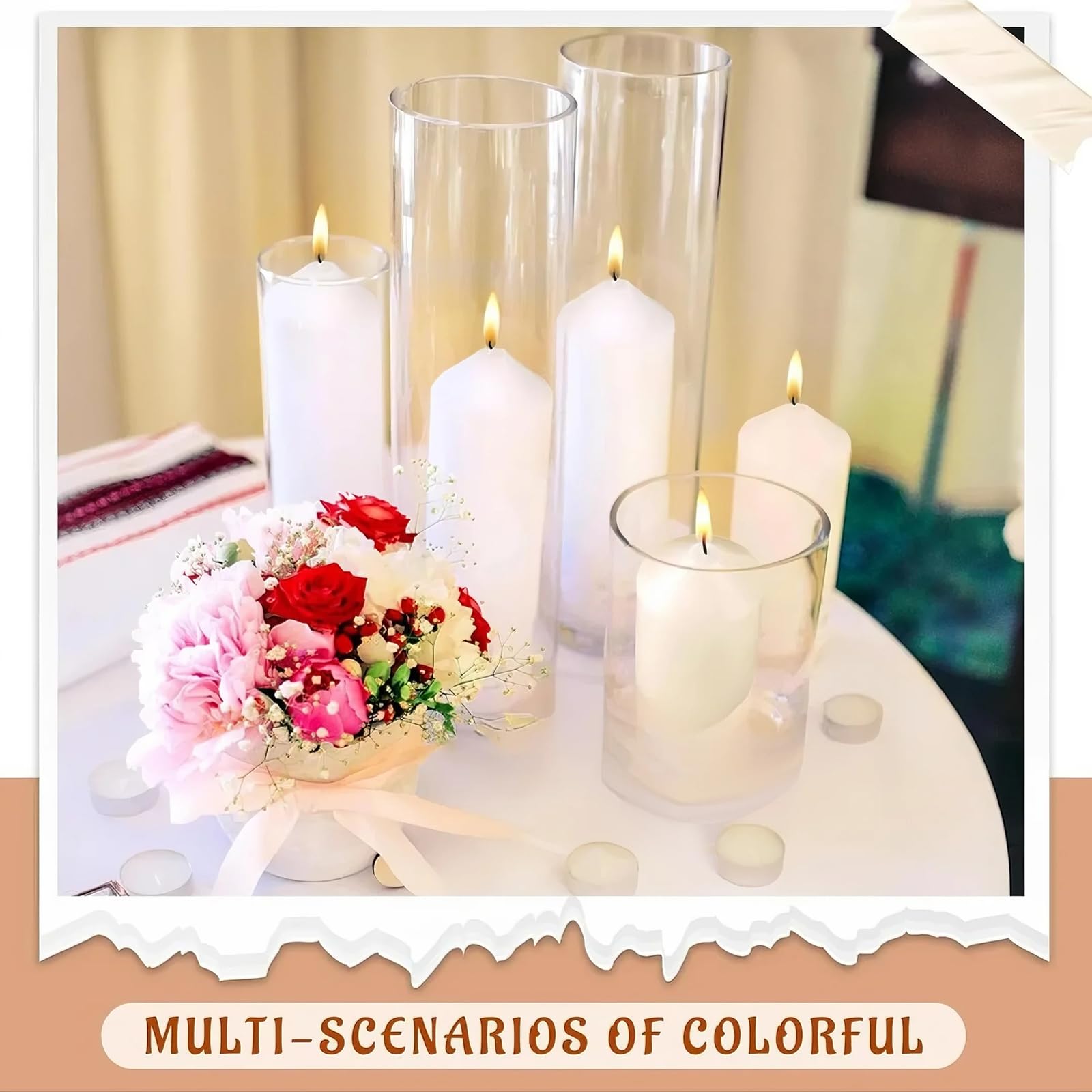 MTLEE Juego de 60 velas de pilar blancas a granel de 2 x 3, 2 x 5, 2 x 8 pulgadas, velas grandes sin perfume, velas decorativas de emergencia grandes de algodón para boda, hogar, restaurante, spa,