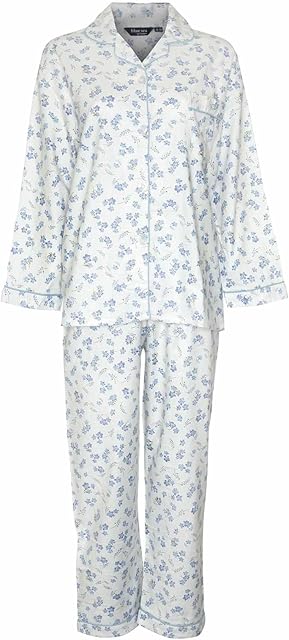 Champion Ladies Womens Blue Sea Wyncette Cotton Long Pyjama Sleepwear Nightwear (Blue) 42-44in