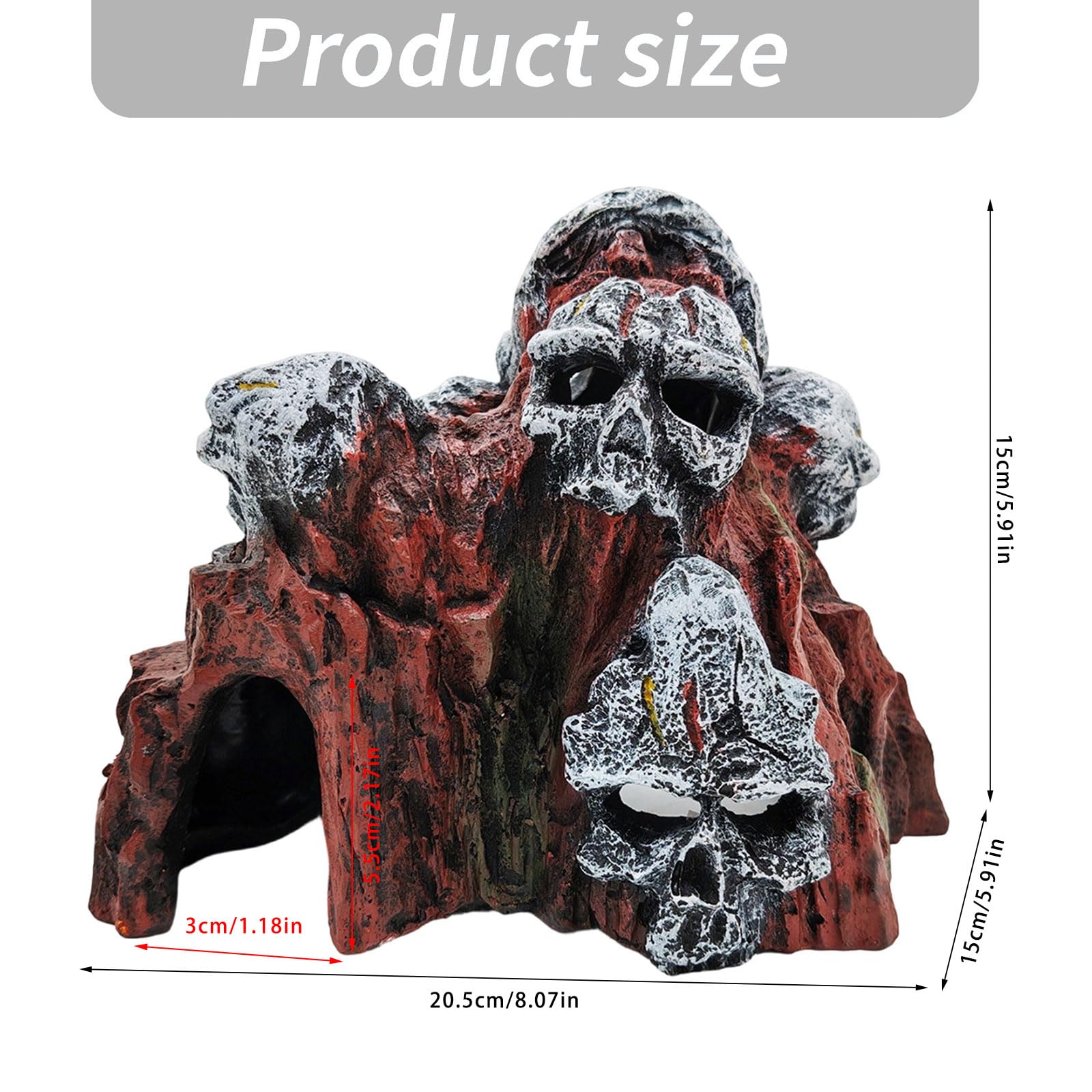 Acquari Simulazione Grotta del teschio Paesaggio Decorazione Acquari Accessori Rettili Roccia per pesci e gamberetti Resina della grotta del teschio Ornamento per serbatoi