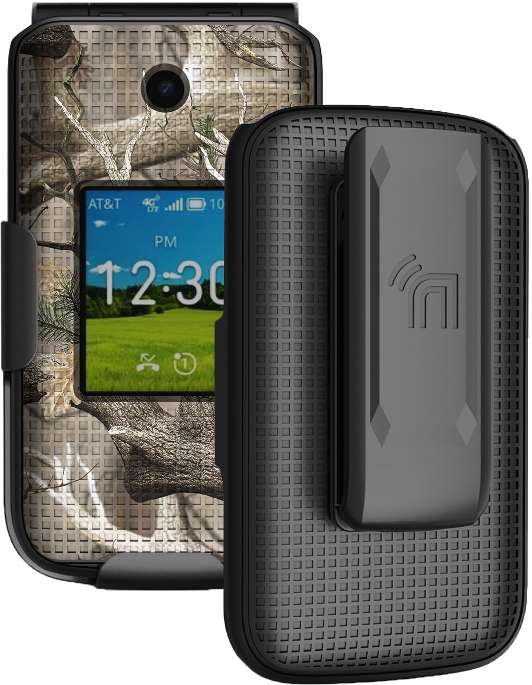 Nakedcellphone Holster Series for AT&T Cingular Flex 2 / Cricket Debut Flex Flip Phone Case, Slim Hard Shell Cover and Belt Clip Holder Combination -