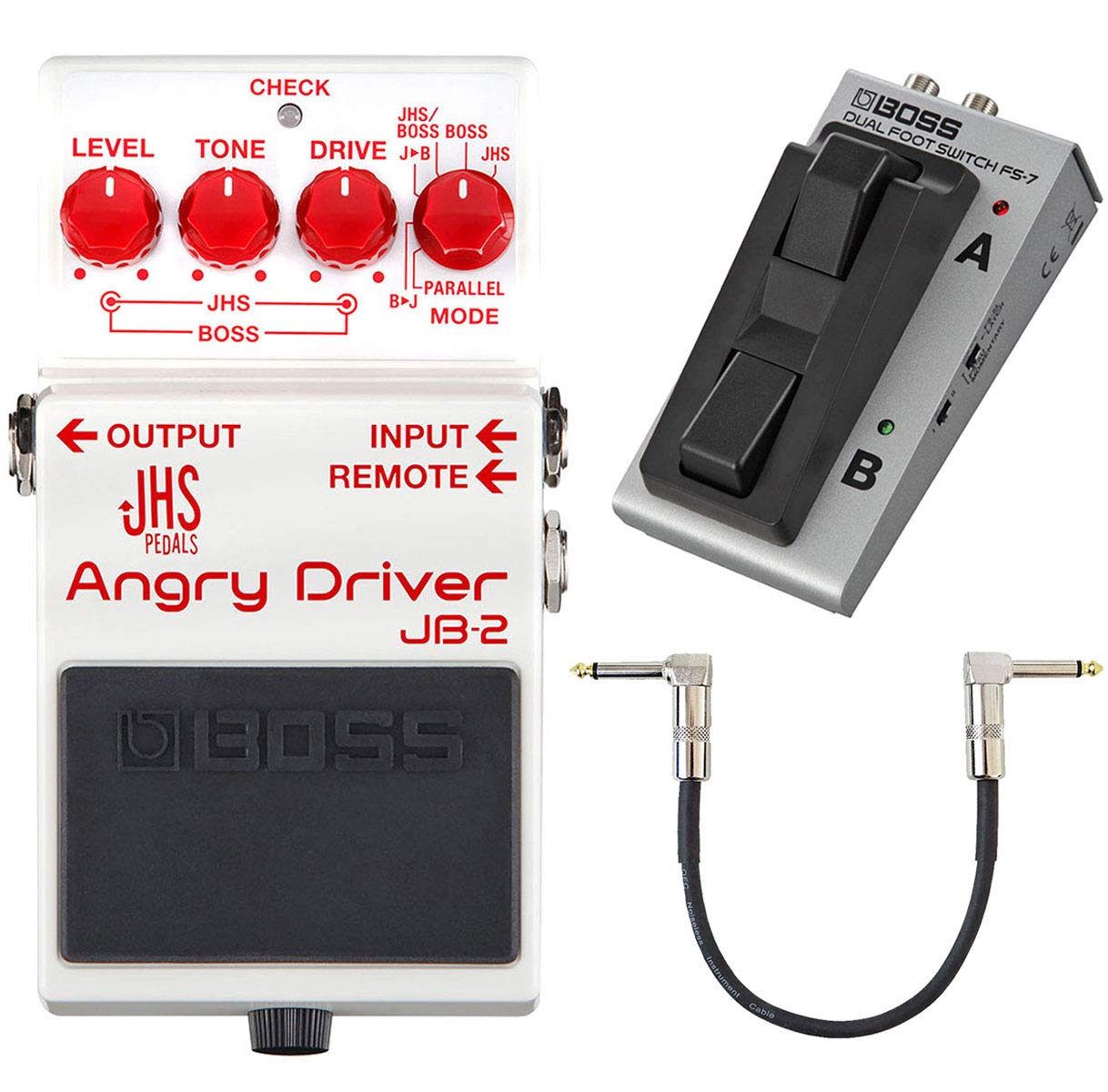 Boss JB-2 Angry Driver Overdrive Pedal + FS-7 Footswitch + 