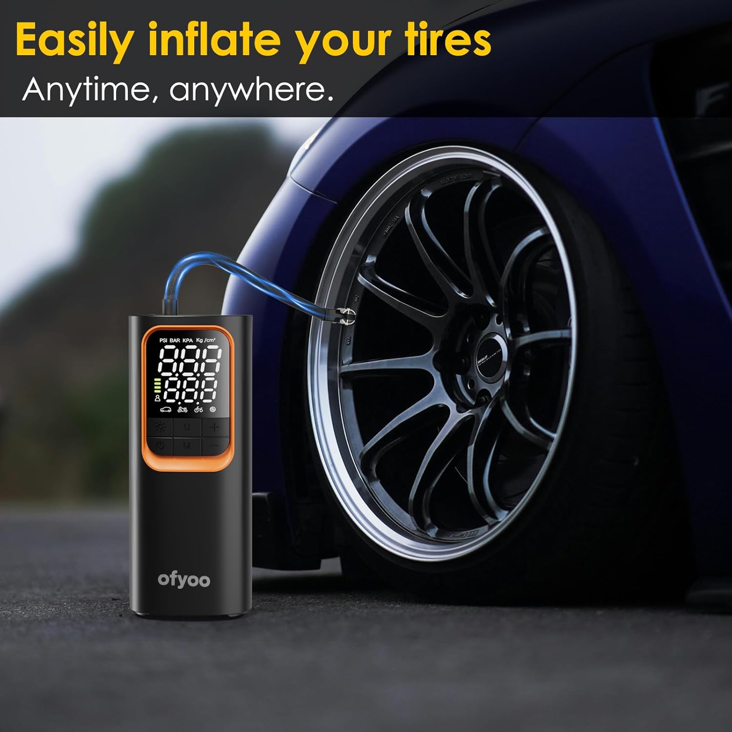 Tire Inflator Portable Air Compressor,Air Pump with 170PSI High Pressure,Digital Tire Pressure,Preset Pressure Automatic Stop,Inflating Cars/Bicycles/Motorcycles/Balls,USB Charging Portable