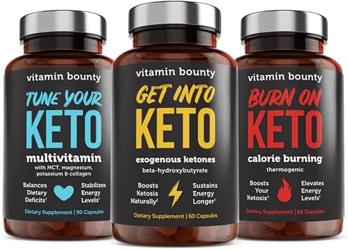 Vitamin Bounty Keto Shred Starter Stack - Get Into Keto + Tune Your Keto + Burn On Keto Metabolism, Energy & Weight Support Formulated for Keto Diet - 3 Supplement Bundle