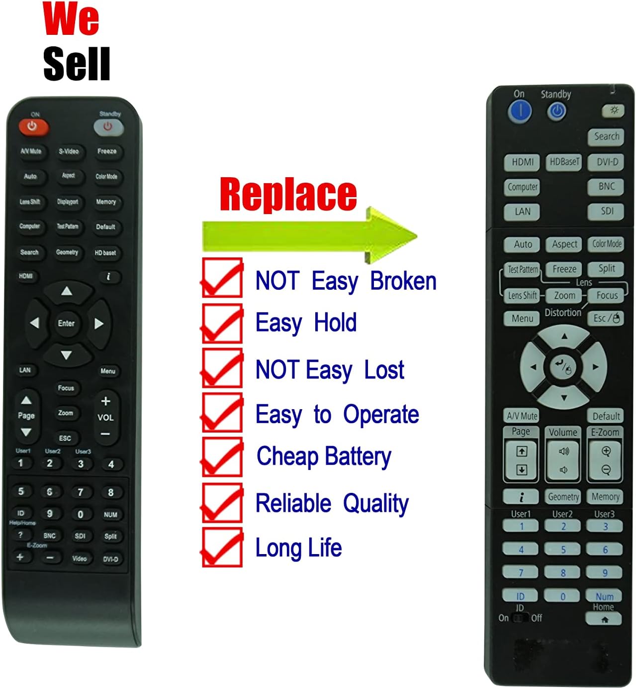 HCDZ Replacement Remote for Epson Pro L Series Projectors (L1715SNL/L1100U-L1505U) - 3LCD 4K Laser Large Venue Control