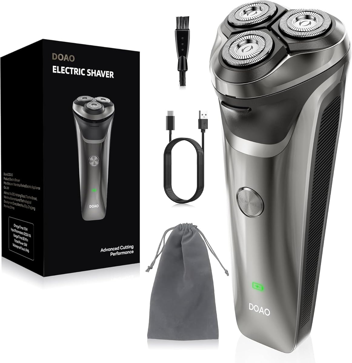 Electric Razor for Men, 100% Waterproof, Gentle on Sensitive Skin, Wet & Dry Rotary Electric Shavers for Men, Pop-up Beard Trimmer, 120 Min Shaving, 1.5H Fast Charge, Ergonomic Men's Shaver