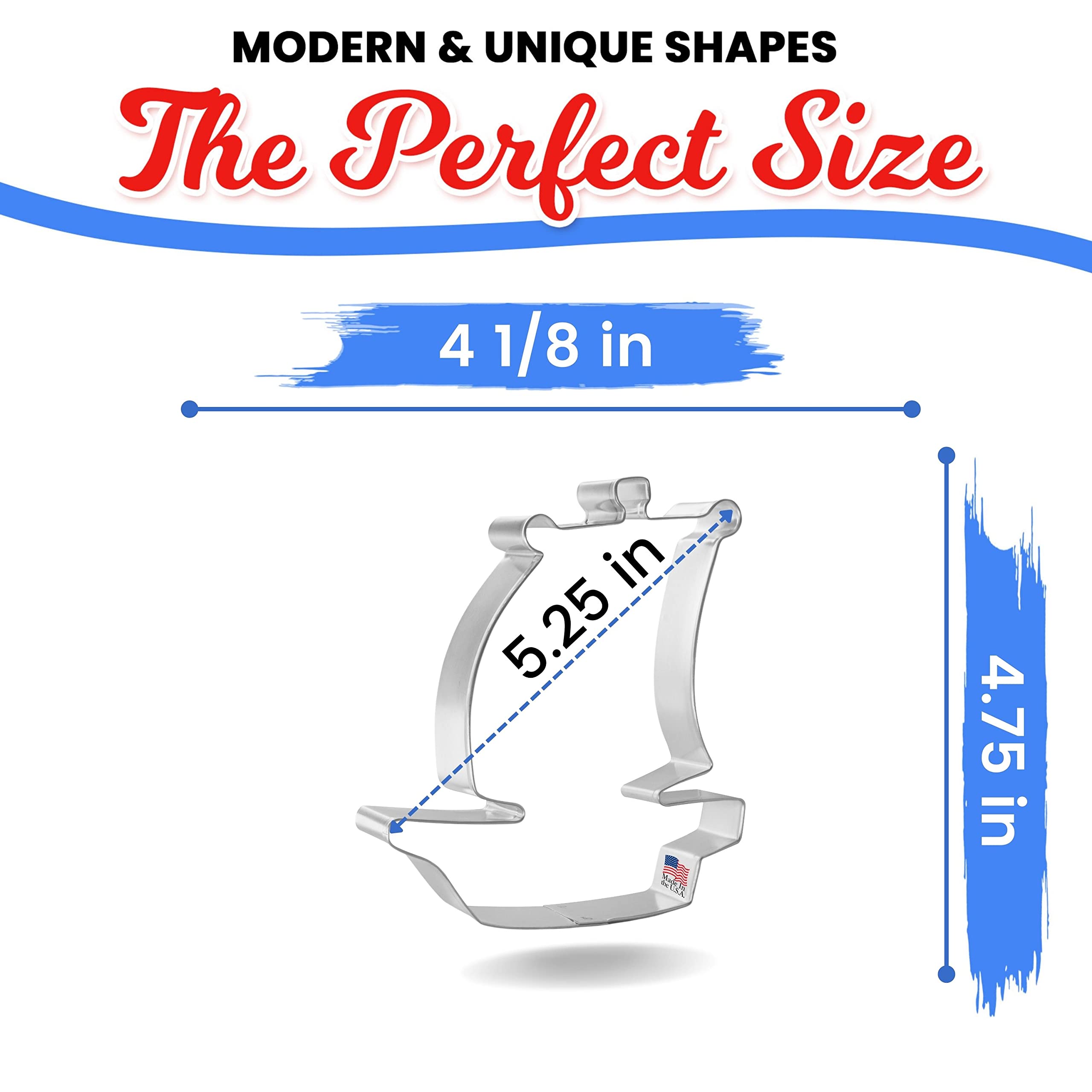 Pirate Ship Cookie Cutter 4.75 Inch - Tin Plated Steel USA Made