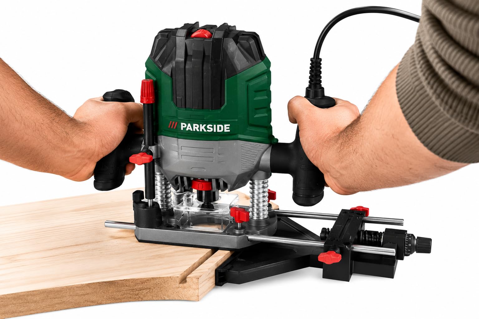 PARKSIDE® Zestaw frezarki górnowrzecionowej POF 1200 D3, z 6 bitami frezującymi, 1200 W, frezarka elektryczna (230 V), strug