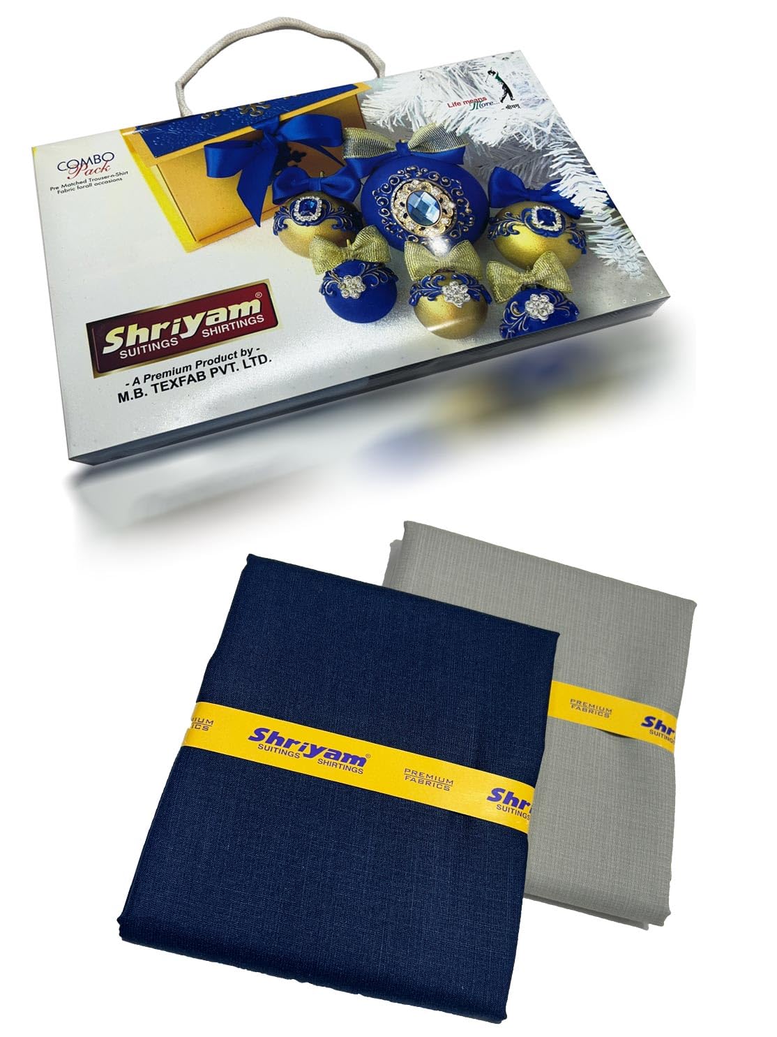 shriyam Unstitched Plain Navy Blue Shirt and Trouser Fabric Combo Gift Pack - Cotton Blend Material - 2.25m Shirt Cloth - 1.20m Pant Cloth ML-17-picture-25