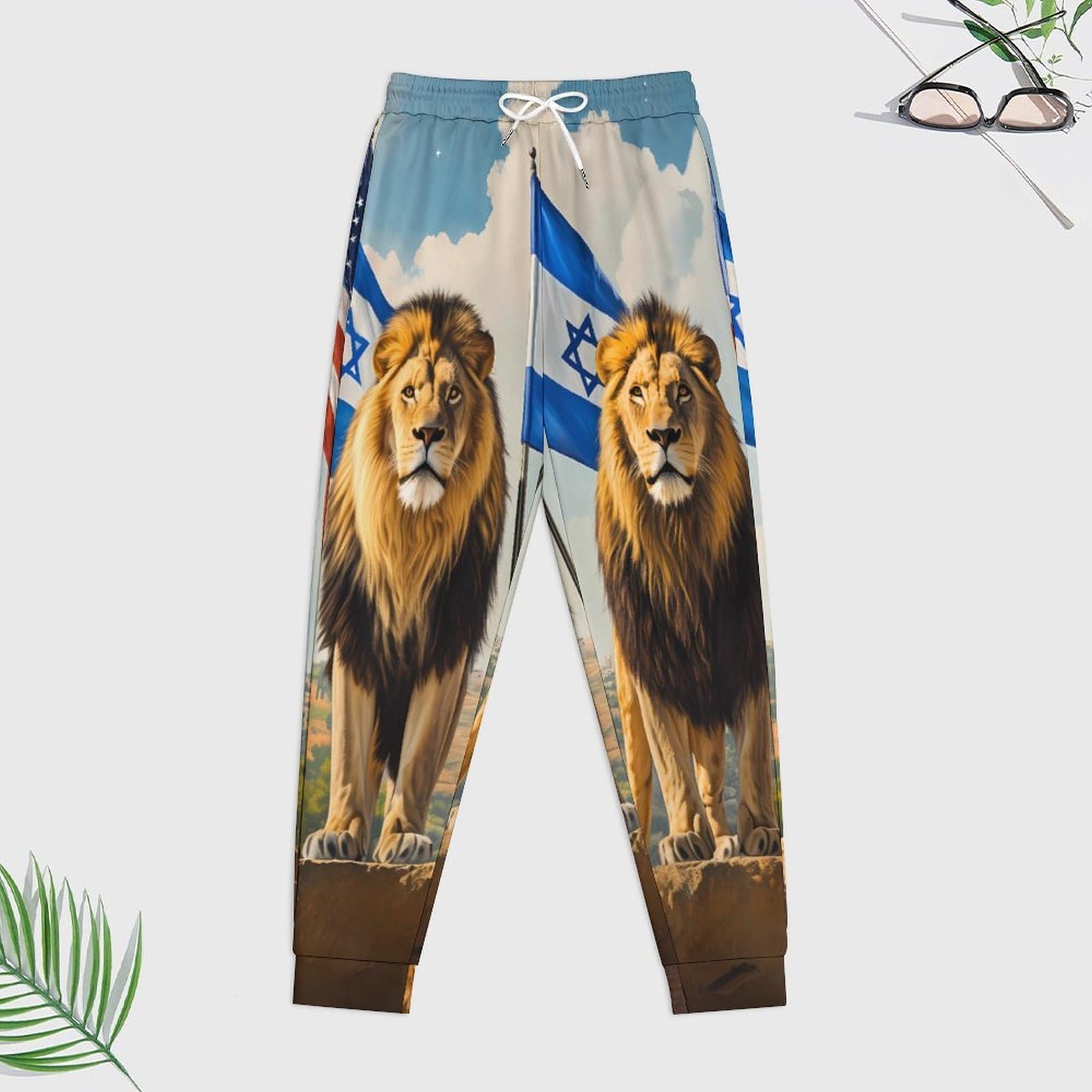Conjunto de sudadera para hombre con la bandera de Israel de los Leones de Estados Unidos, conjunto de sudadera de 2 piezas para descansar, casual, sudadera cómoda con capucha