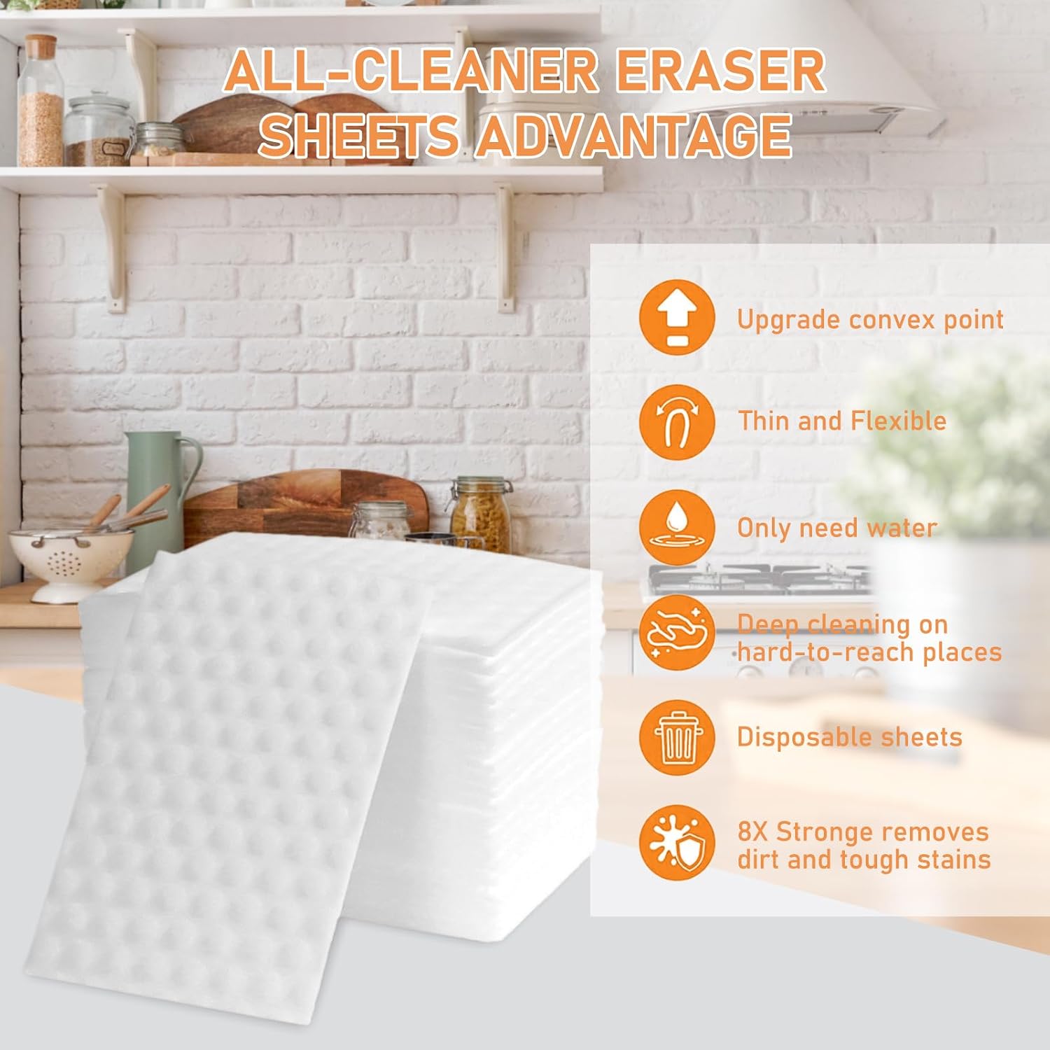 Eagles Magic Sponge Eraser Sheets, 96Pcs Convex Point Scrub Pad, Nano White Eraser Wipes Melamine Sponge Eraser for Furniture Kitchenware, Bathroom, Shoe