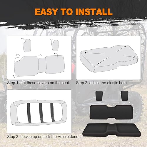 Miniatura 12 de BORDAN Funda de asiento UTV para Polaris Ranger 500 700 800 2002-2008 (solo asiento delantero), resistente al agua 1680D, protección completa, juego