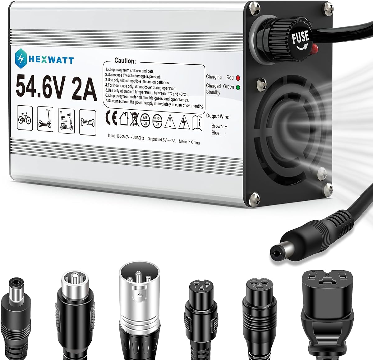 54.6V 2A Charger with 7 Connectors