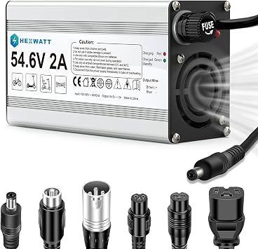54.6V 2A Charger for 48V Lithium-ion ebike Electric Bike Electric Scooter Replacement Battery Charger with 7 Connectors Lab-Tested Safety