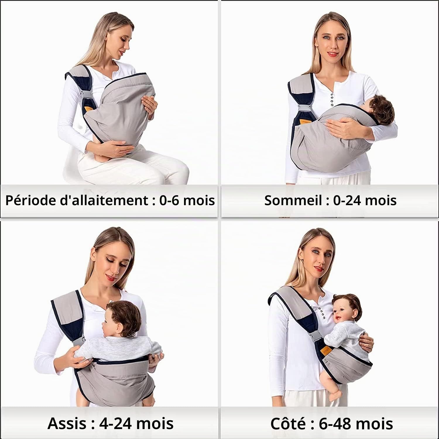 Porte-bébé Ergo Enveloppant RÉGLABLE - Écharpe de Portage Respirante pour Nouveau-nés, Bébés et Tout-petits jusqu'à 18 kg