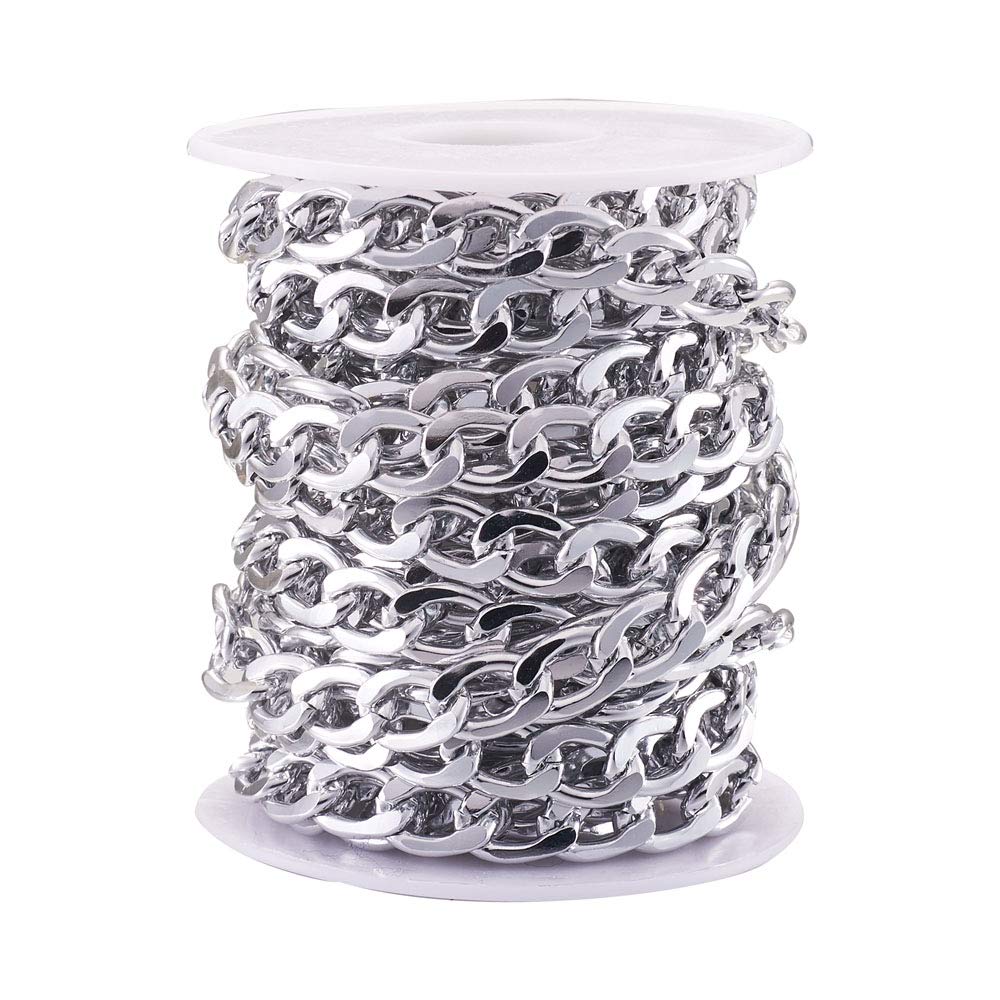Chaîne maillon torsadé aluminium argenté 13x9x2,5mm pour apprêt bijoux DIY