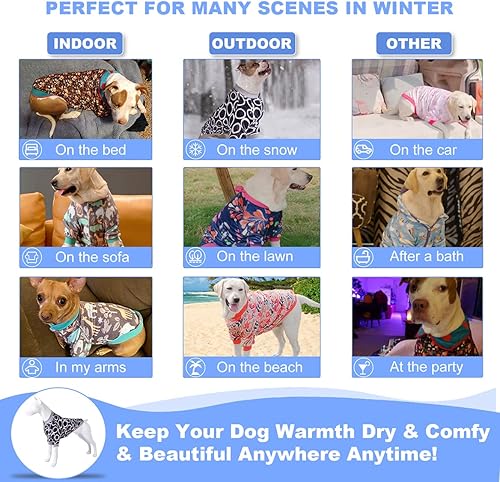 Miniatura 6 de LovinPet Doberman - Mameluco de chaqueta  Tela de franela agradable al tacto para perros, estampados negros y blancos, ropa cálida para razas