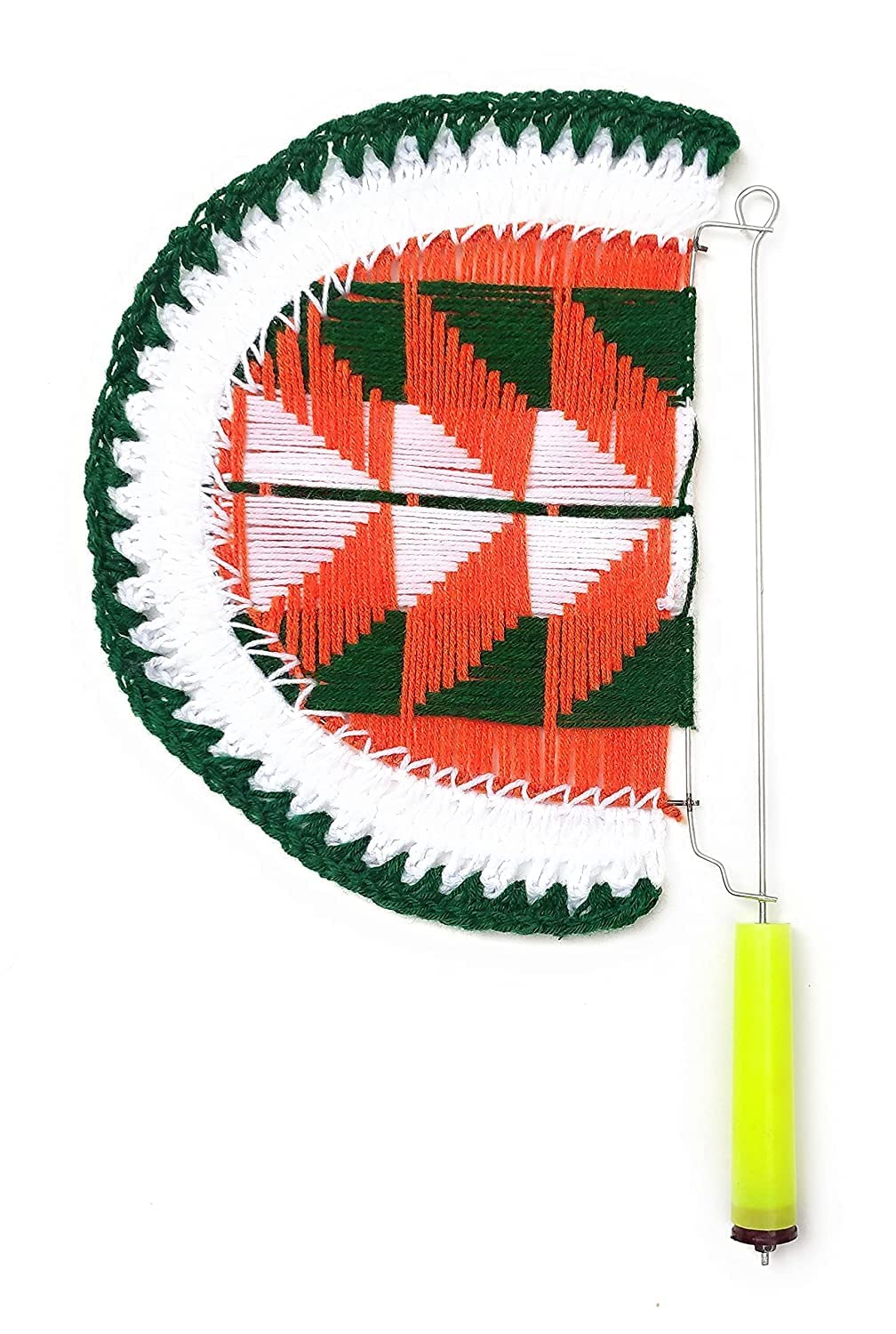 Syaladeu Indian Hand Knitted Handheld Fan Bena Beejna Hand Knit Crafted Handmade Beautiful Natural Hand Held Fan with Plastic Handle Work for Cool Air, Home Decor and Travel use Pack of (1)