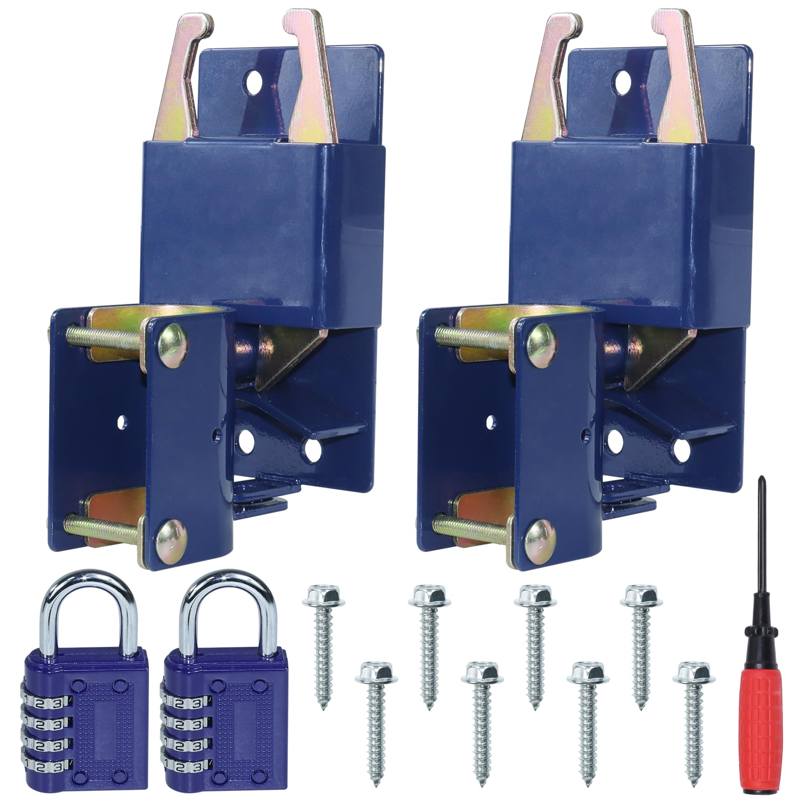 LAWNEAGLE 2 Pack S16100100 Blue Two Way Lockable Gate Latch Replaces S16100100 Farm Gate Latch for 1-5/8" to 2" Round Tube Gate for Farms and Pastures