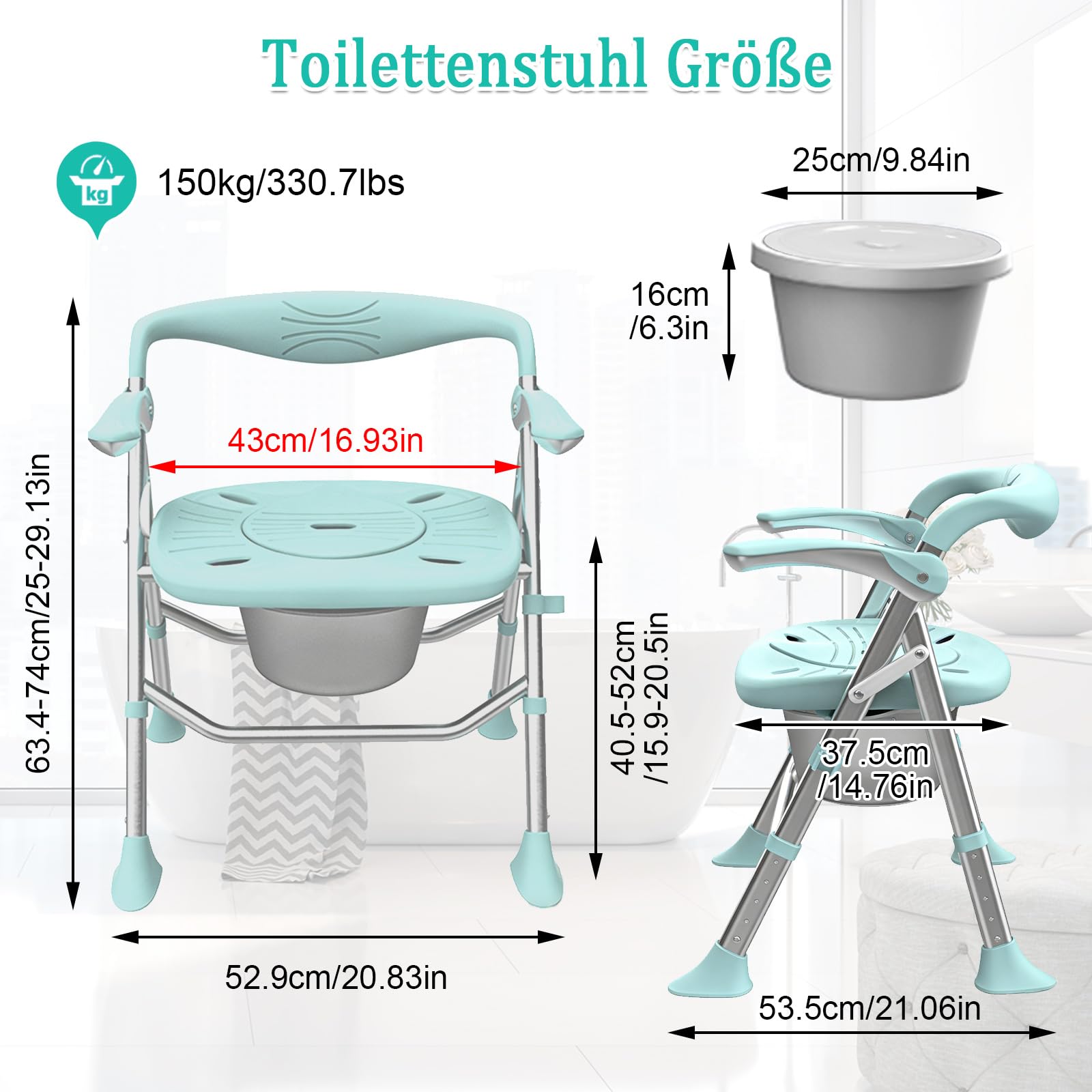 Wózek inwalidzki toaletowy (zielony)