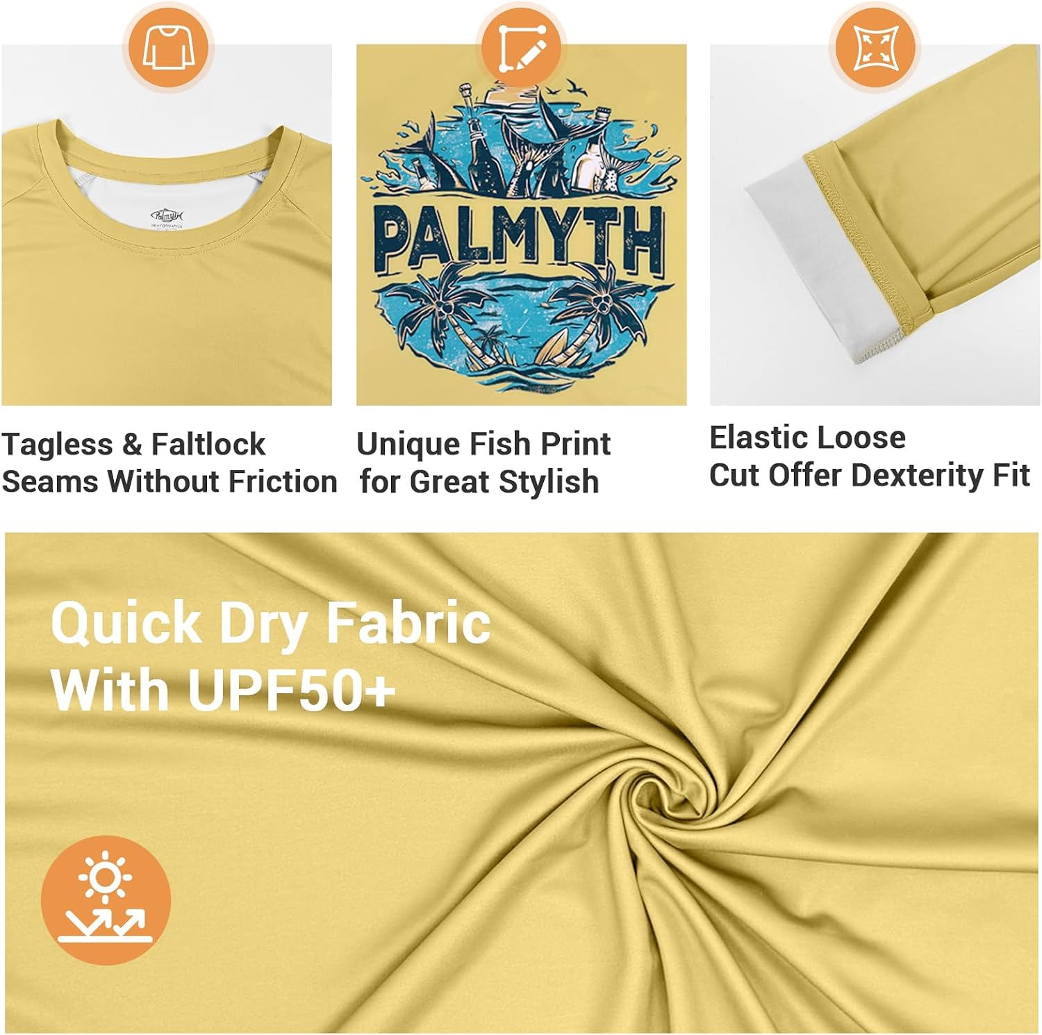 Palmyth Fishing Shirts for Men Long Sleeve UPF 50+ Sun Protection UV T Shirt Tee