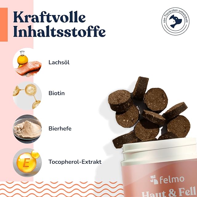 Foto 2 de 5 de felmo Snacks para perros para piel y pelo (70 bocadillos) con aceite de salmón y biotina