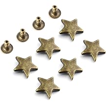 100 Sets 12MM Bronze Star Rivets for Leather Star Rivet Studs Garment Rivets Leather Rivets Studs and Spikes for Leather Craft Clothing Bags Belts Dog Collar Shoes DIY Accessories 15/32 Inch