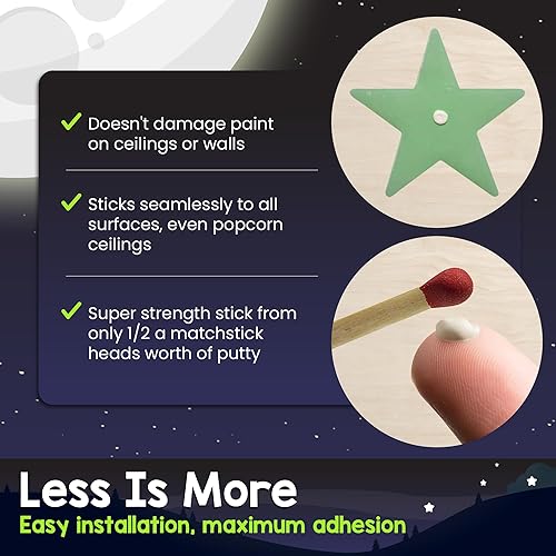 Miniatura 5 de BunMo 280 estrellas que brillan en la oscuridad para techo  Calcomanías seguras que brillan en la oscuridad para paredes y techos  Estrellas de