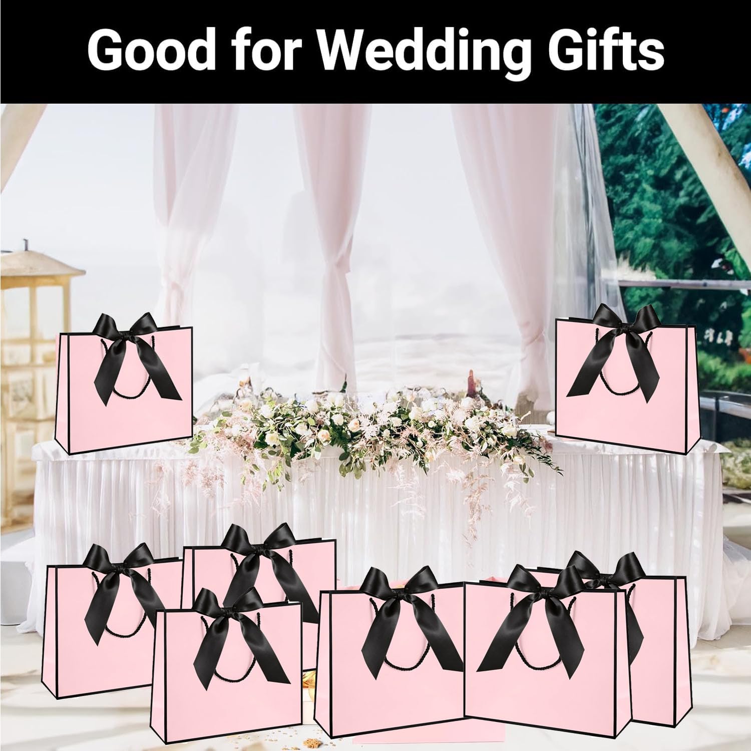 35 Sacchetti Regalo Con Manici E Fiocco In Nastro Di Raso Verde Smeraldo, Eleganti Bomboniere Personalizzate Per Il 25° Compleanno In Nero E Oro. Venti Bene - Italia - Foto 3